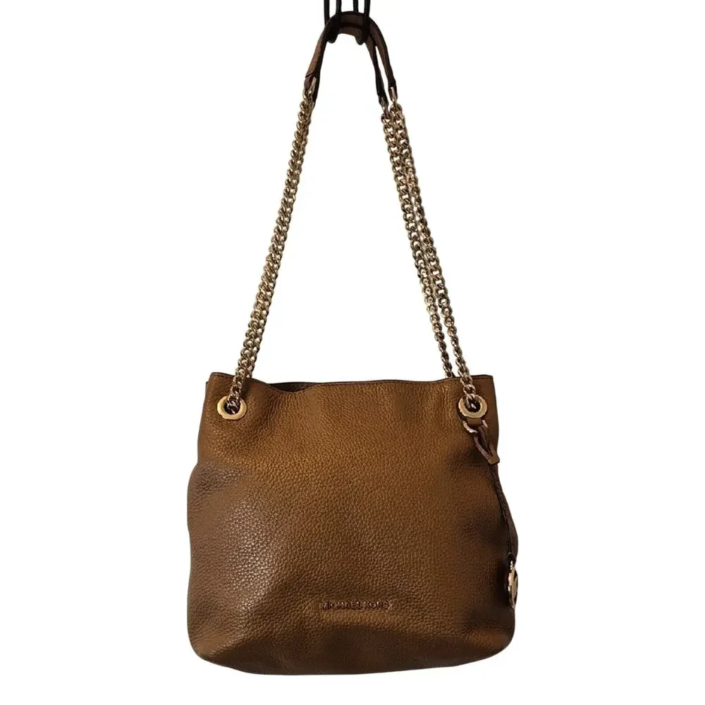 Michael Kors Camel Pebbled Leather Chain-Handle Tote EUC